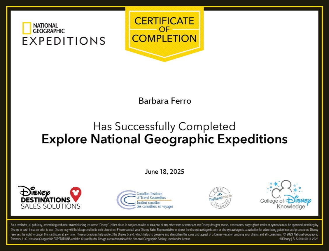 Certificación de Barbi: National Geographic Expeditions
