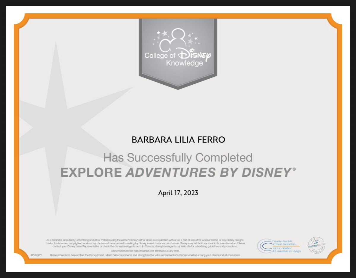 Certificación de Barbi: Adventures by Disney