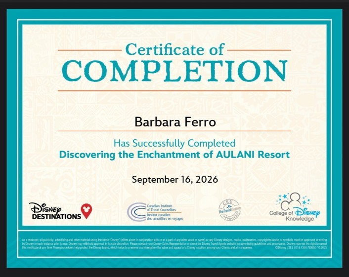 Certificación de Barbi: Aulani Resort